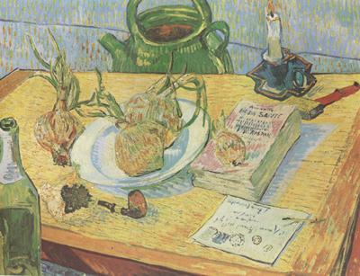 Vincent Van Gogh Still life:Drawing Board,Pipe,Onions and Sealing-Wax (nn04) oil painting picture